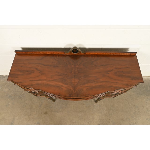 Berkey & Gay Style French Regency Louis XVI Hand Painted Walnut and Burl Wood Sideboard Credenza, Circa 1940s For Sale - Image 12 of 15