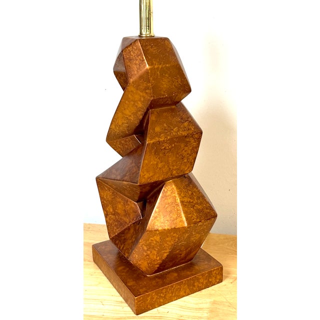 Brown Late 20th Century Christopher Guy Style Tortoiseshell Lacquer Spiral Polyhedron Lamps - a Pair For Sale - Image 8 of 11