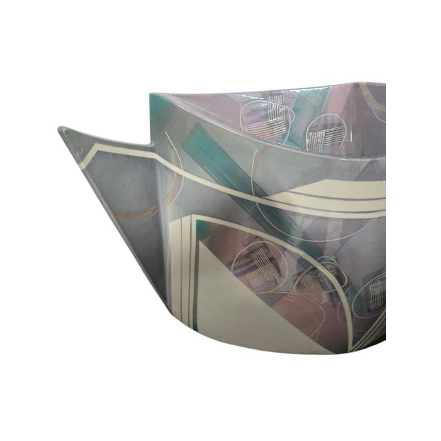 Slate Gray Late 20th Century Huge Signed Hubert Sculptural Ceramic Vessel – Postmodern Geometric Studio Art Pottery (26”) For Sale - Image 8 of 10