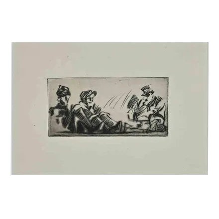 Anselmo Bucci, Soldiers at the Front, Original Etching, 1917 For Sale