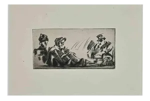 Anselmo Bucci, Soldiers at the Front, Original Etching, 1917