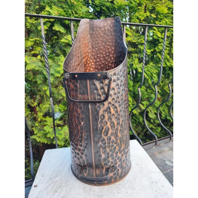 Art Deco Wood Burning Copper Coal Can, 1940s For Sale - Image 3 of 7