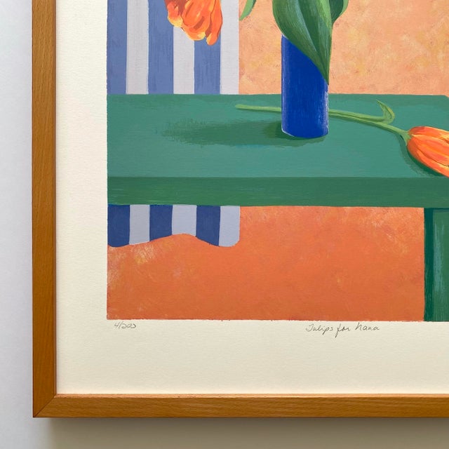 Carol Chapman Vintage 1994 Contemporary Limited Edition Framed Hand Signed Pop Art Silkscreen Print " Tulips for Nana " 1992 For Sale - Image 10 of 18