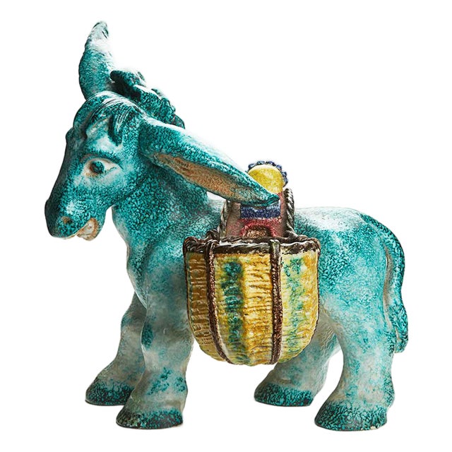Large Ceramic Donkey with Egg Baskets, Perugia, 1950s For Sale