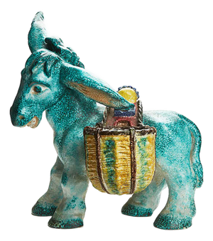 Large Ceramic Donkey with Egg Baskets, Perugia, 1950s