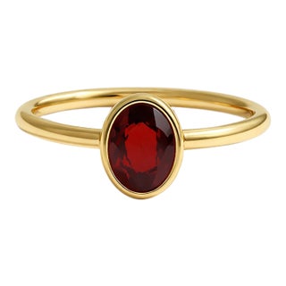 Garnet Gemstone Gold Plated January Birthstone Ring in 925 Sterling Silver Us 7 For Sale