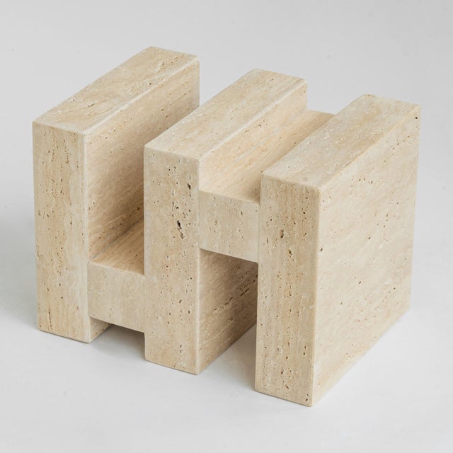 S Y N C Travertine Side Table from Kiwano Concept For Sale - Image 6 of 12