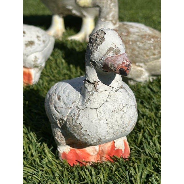 Mid 20th Century Painted Cast Iron and Stone Duck Garden Ornaments For Sale - Image 5 of 9