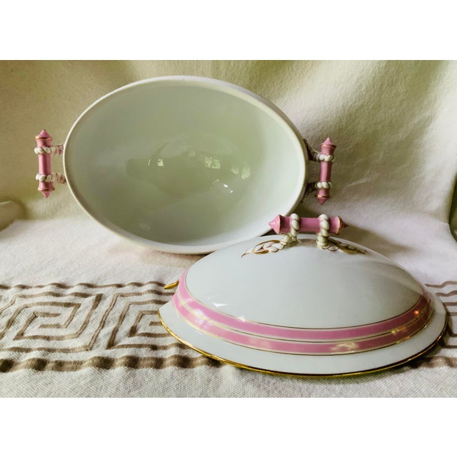 Charles Haviland Limoges Soup Tureen Pink Gilt c.1880s French Antique Porcelain For Sale - Image 15 of 18