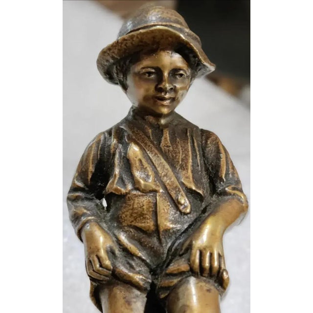 Bronze Late 19th Century Signed Bronze Figure on Large Stone Plinth For Sale - Image 8 of 12