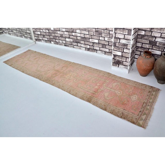 Tan Antique Wool Hallway Runner For Sale - Image 8 of 10