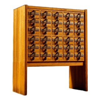 Mid-Century 30-Drawer Oak Card Catalog For Sale