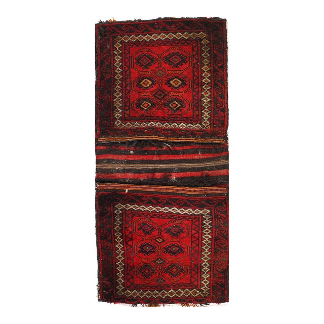 Vintage Persian Hand Knotted Shiraz Saddle Bag 2'1'' X 4' For Sale