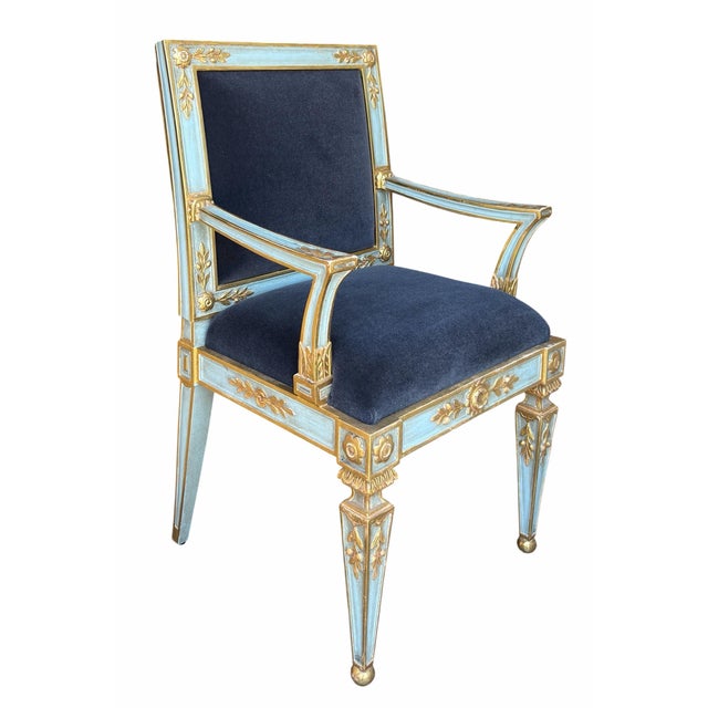 1990s Hendrix Allardyce Neoclassical Venetian Style Giltwood Chair W Mohair - 1 of 2 Available For Sale - Image 5 of 9