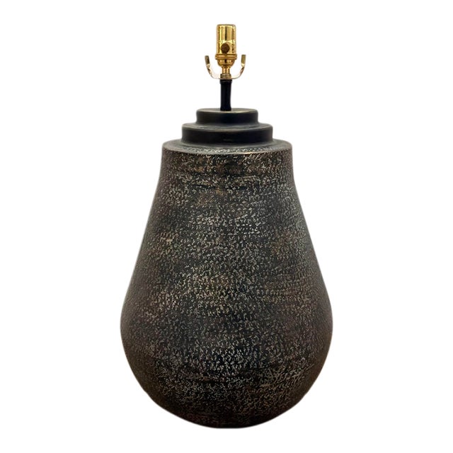 Currey & Co Large Textured Metal Lamp For Sale