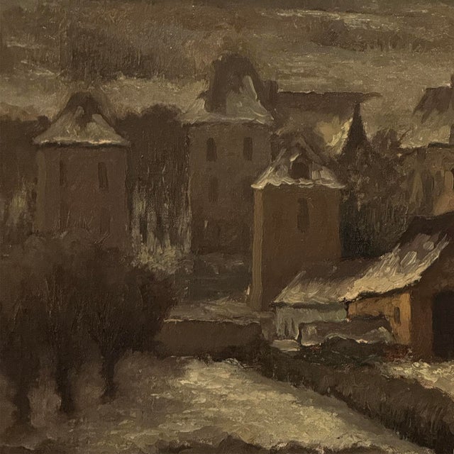 Framed Oil Painting on Board by Maurice Fourneau (1900-1990) 'Winter Village' For Sale - Image 12 of 15
