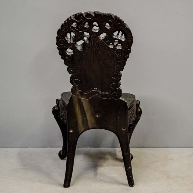 Heavily Carved Antique Japanese Black Lacquer Desk & Chair For Sale - Image 10 of 10