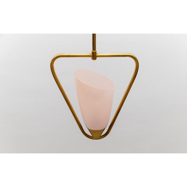 Mid-Century Modern Pendant Lamp in Glass and Brass, 1950s For Sale - Image 11 of 15