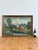 This large original vintage oil painting, from around 1970, shows a peaceful countryside village with cottages, a church...