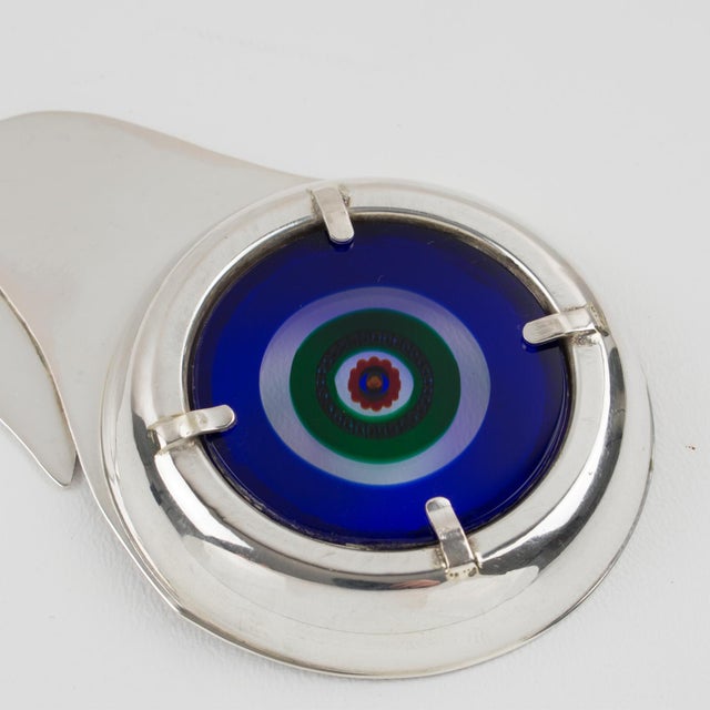 Sterling Silver and Murano Art Glass Barware Coasters Set of 6, Italy circa 1960 For Sale - Image 14 of 18