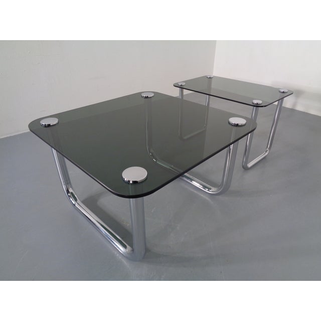 Italian Chrome & Smoked Glass Side Table, 1970s For Sale - Image 11 of 18