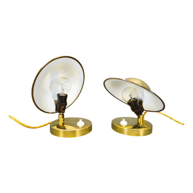 Art Deco Adjustable Brass Table Lamps, 1930s, Set of 2 For Sale