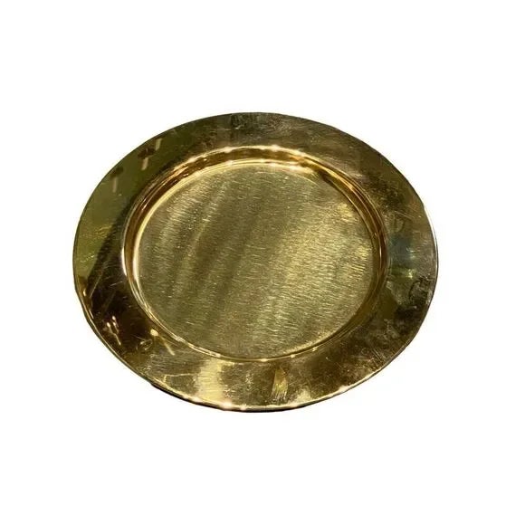 Vintage Solid Bras Plate Mid Century set of 4 plates 11” diameter each Minor surface imperfections but nothing is major