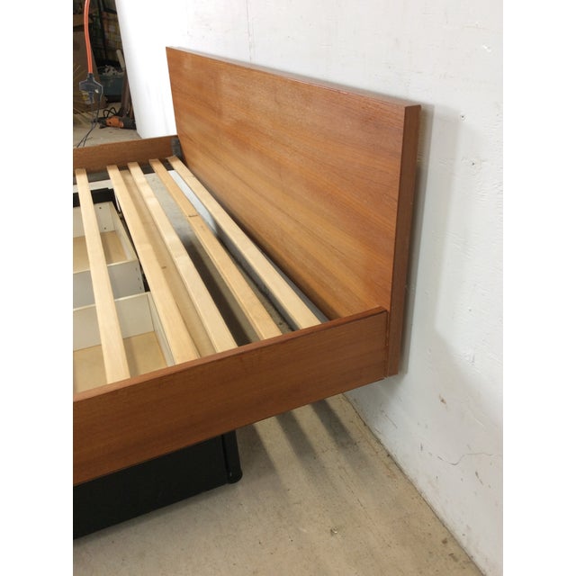 Danish Modern Teak Queen Bed With Two Storage Drawers For Sale - Image 11 of 18