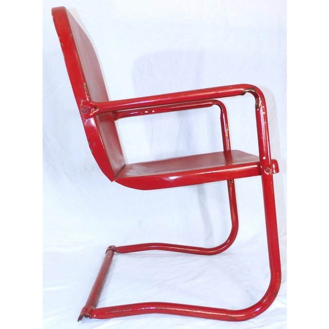 Vintage Steel Cantilever/Springer/Bouncer Patio Chairs - 2 Different For Sale In Portland, ME - Image 6 of 17