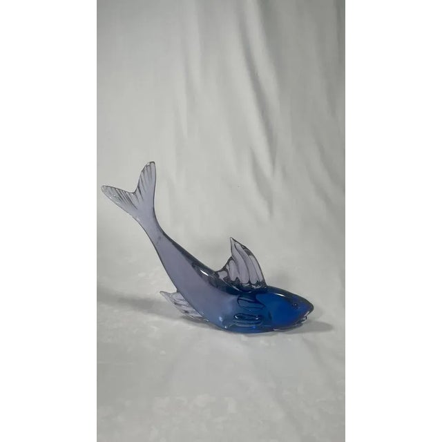 Blue Murano Glass Fishes from Cenedese, 1970s, Set of 2 For Sale - Image 8 of 9
