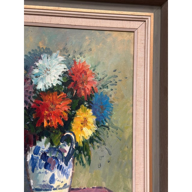 Eric Lundgren, Asters in Ceramic Vase, 1950s, Oil on Canvas, Framed For Sale - Image 16 of 18