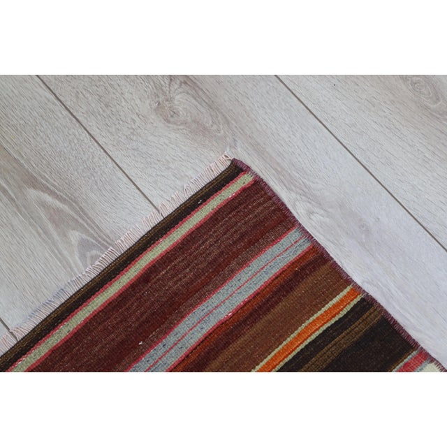 1980s Southwestern Red Striped Runner Kelim For Sale In Sacramento - Image 6 of 9