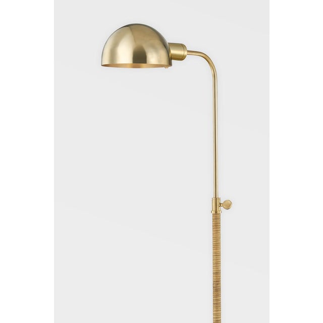 Transitional Mark D. Sikes 1 Light Devon Floor Lamp, Aged Brass, Natural Shade For Sale - Image 3 of 4