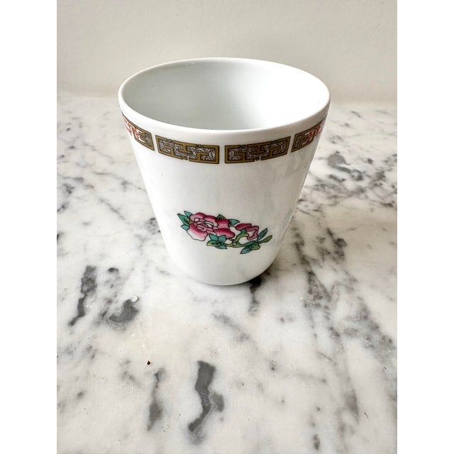 French Limoges France Handpainted Porcelain Cup For Sale - Image 3 of 5