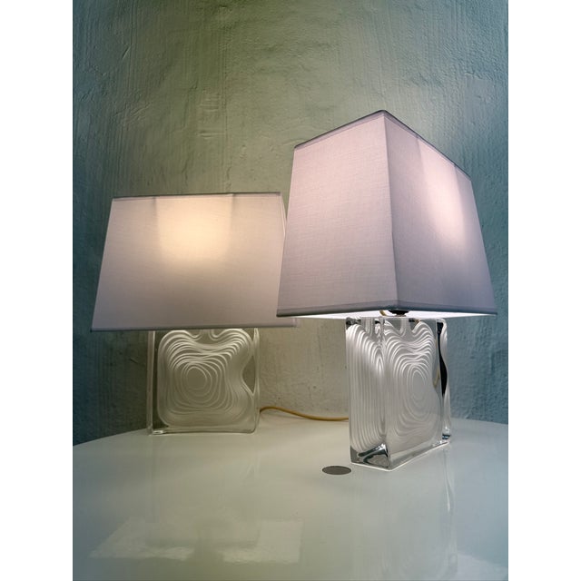 Mid-Century Modern Vintage French Table Lamps by Jean-Pierre Demarchi for Daum, 1960s, Set of 2 For Sale - Image 3 of 18