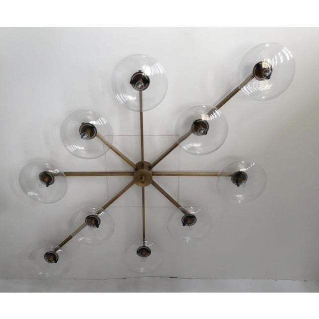 Italian 21st Century Dieci Bronze Clear Murano Flush Mount by Fabio LTD For Sale - Image 3 of 11