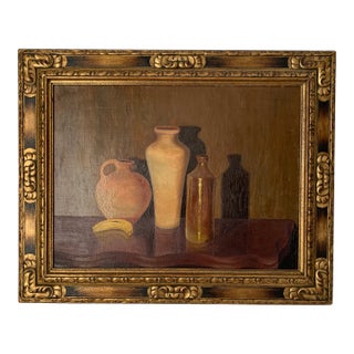 1930's Original Oil Still Life With Three Vessels For Sale