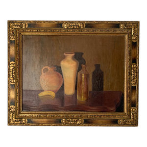 1930's Original Oil Still Life With Three Vessels