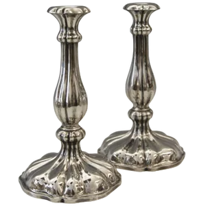 Silver 13 Lot Austrian Candlesticks by Master J.Wiederspoeck, Vienna, 1855, Set of 2