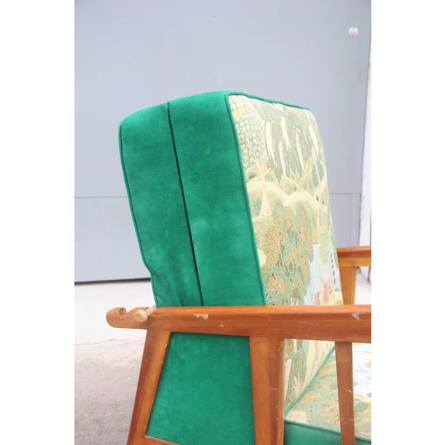Italian Green Walnut Armchair, 1940s For Sale - Image 16 of 17