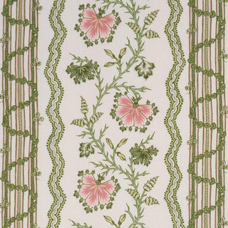 SAMPLE - Schumacher Parvati Floral Stripe Fabric In Petal For Sale
