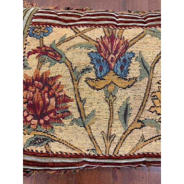 Vintage Aubusson Style Floral Tapestry Throw Pillows With Fringe Trim - Pair For Sale - Image 10 of 11