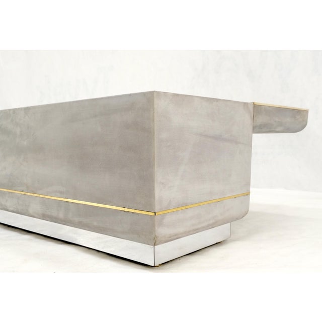 Metal Faux Grey Suede Brass Trim Truck Hope Chest Storage Box Cardin Style For Sale - Image 7 of 12