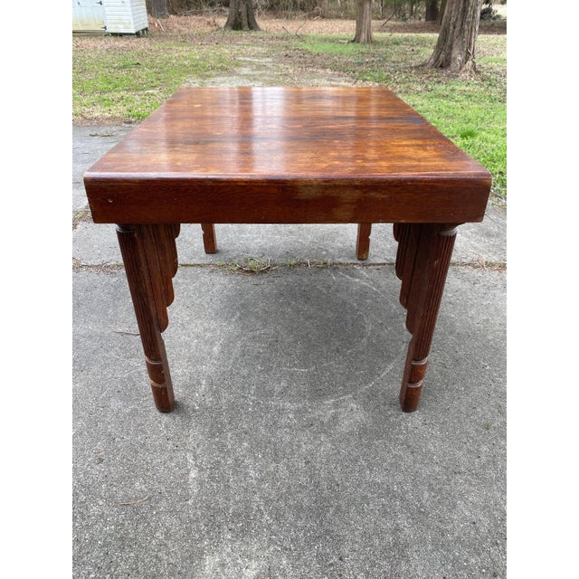Farmhouse Antique Oak Jacobean Revival Dining Table | Carved English Farmhouse Table For Sale - Image 3 of 6