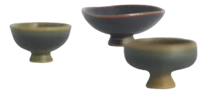 Small Mid-Century Scandinavian Modern Collectible Brown Stoneware Bowls by John Andersson for Höganäs Ceramics, 1950s, Set of 3