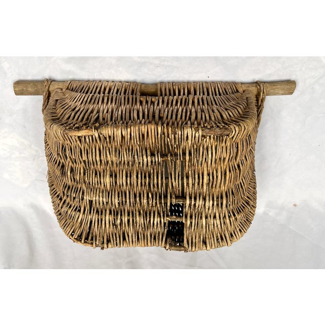 French Country Late 19th Century Rare Antique French Handcrafted Wood Dowel Gathering Basket For Sale - Image 3 of 11