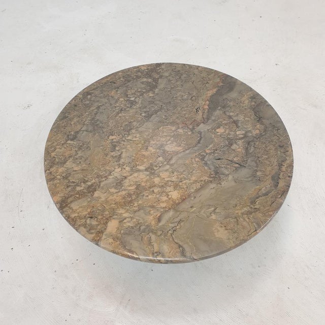 Gray Italian Marble Round Coffee Table, 1980s For Sale - Image 8 of 14