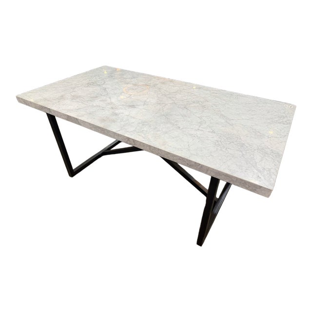 Restoration Hardware Marble Top "Tarano" Dining Table For Sale