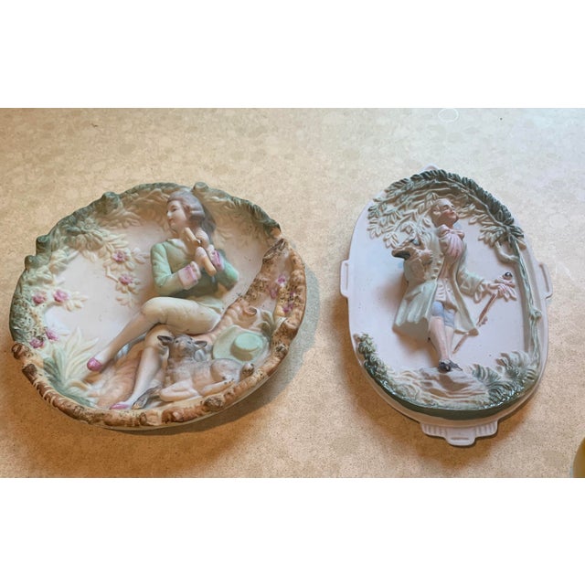 Ceramic Mid 20th Century Victorian China Wall Figures - a Pair For Sale - Image 7 of 7
