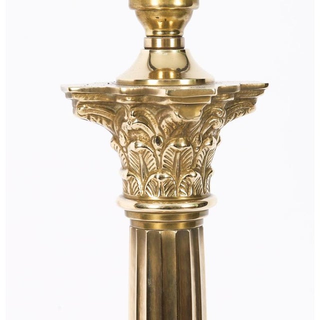 Vintage Bronze Corinthian Column Table Lamps, Set of 2 For Sale - Image 4 of 15